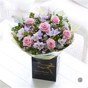 Spring Rose and Freesia Hand-tied with Rose Wine 13
