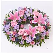 Rose and Lily Pink &amp; Lilac Wreath 